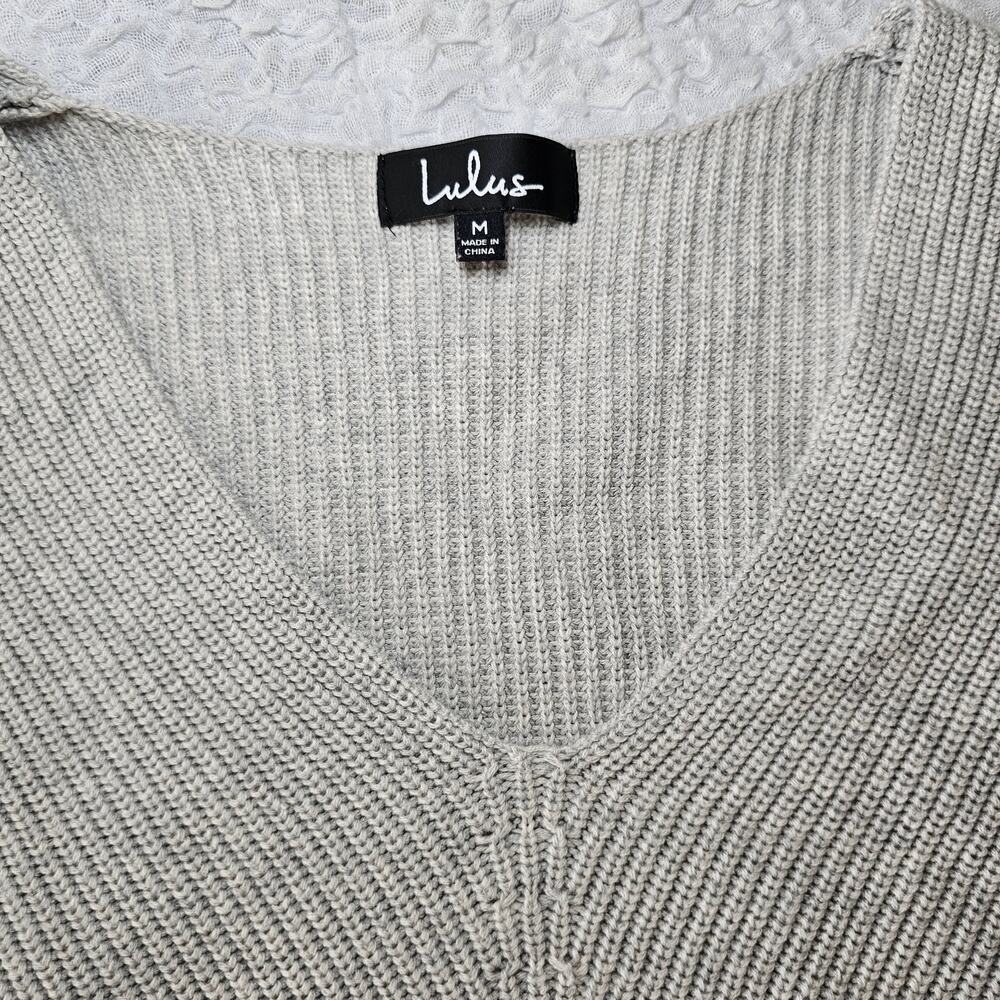 Lulu's Feel It Still Grey Knit Sweater sz Medium - Picture 5 of 10